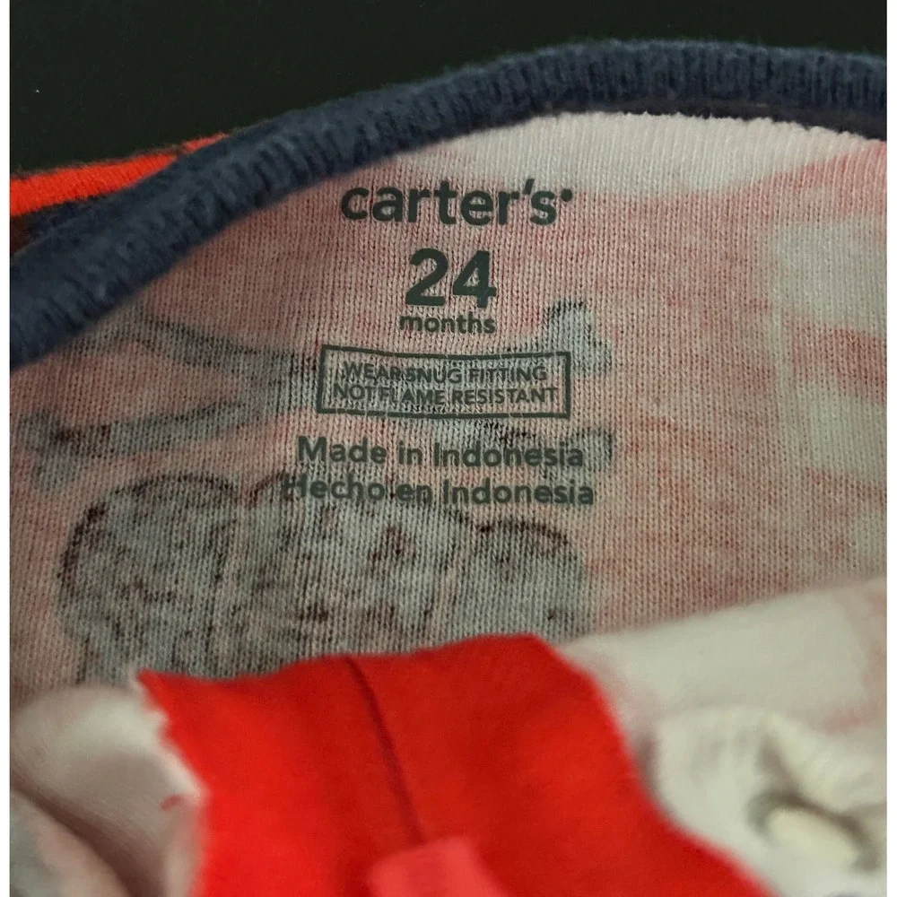Carters 24M Baby Footed Pajamas 2ct Pirate Ship Nautical Red Teal Cotton 1491